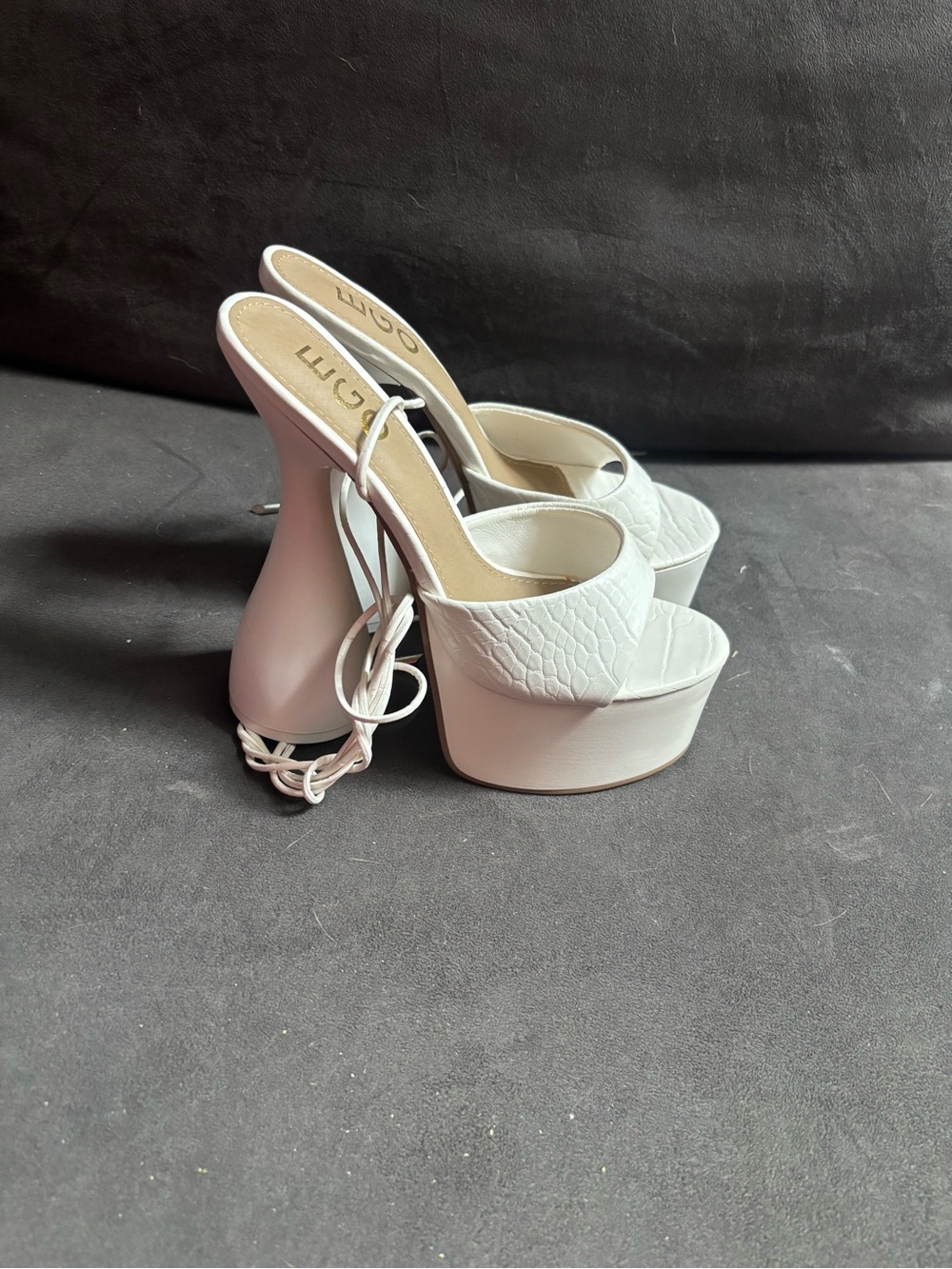 EGO White Platform Peep-Toe Mule
